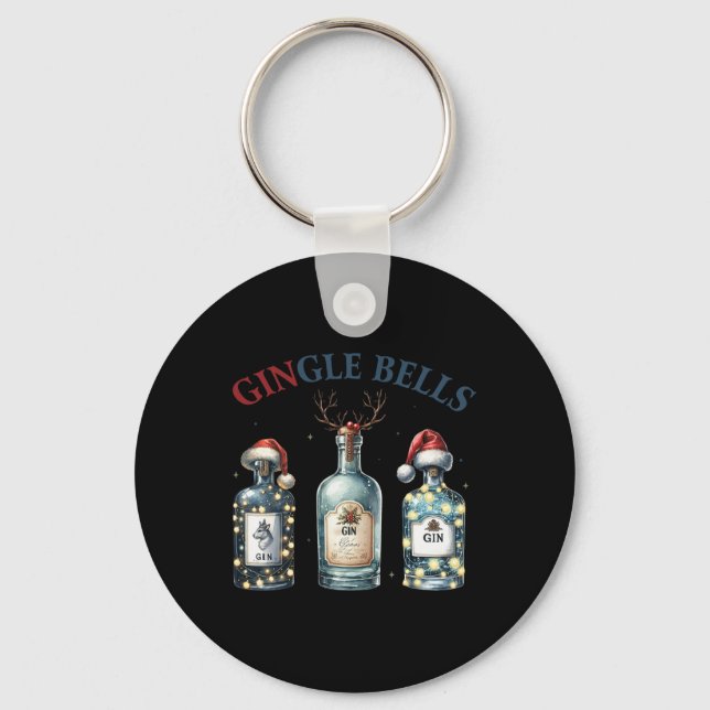 Gingle Bells Funny Gin Gin Bells Christmas Tree Me Nyckelring (Framsida)