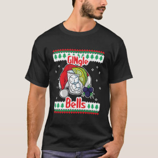 Gingle Bells Gin Tonic Glass Santa Ugly T Shirt
