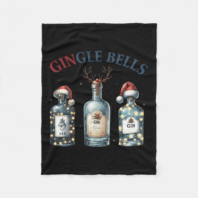 Gingle Klockor Funny Gin Gin Klockor Julgran Me Fleecefilt (Framsidan)