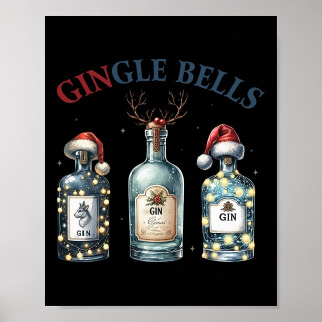 Gingle Klockor Funny Gin Gin Klockor Julgran Me Poster (Framsidan)