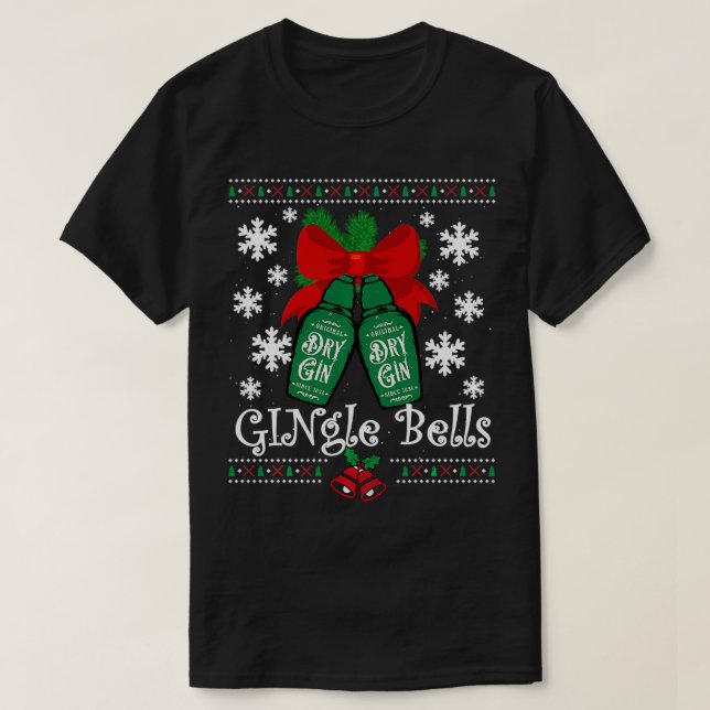 GINgle Klockor Ugly jul Gin Mistletoe Julafton T Shirt (Design framsida)