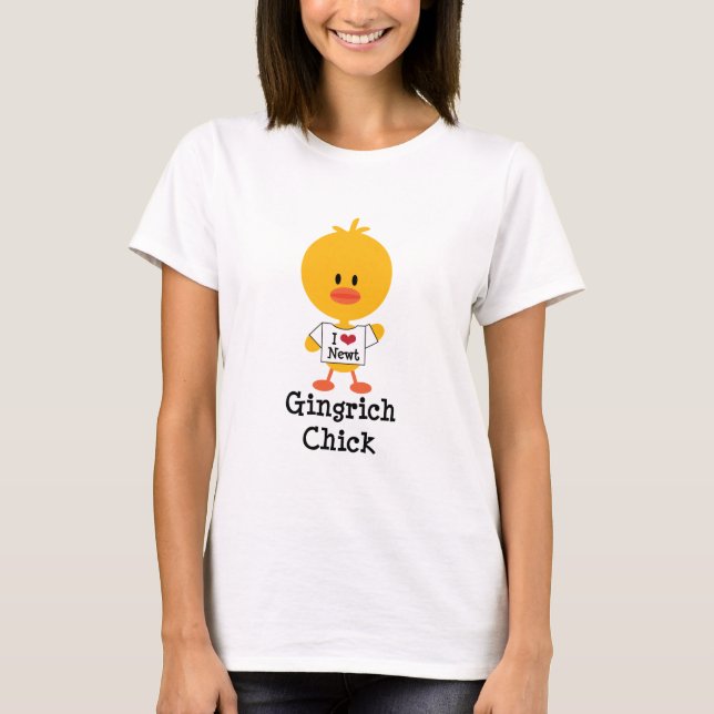 Gingrich Chick T shirt I Heart Newt (Framsida)