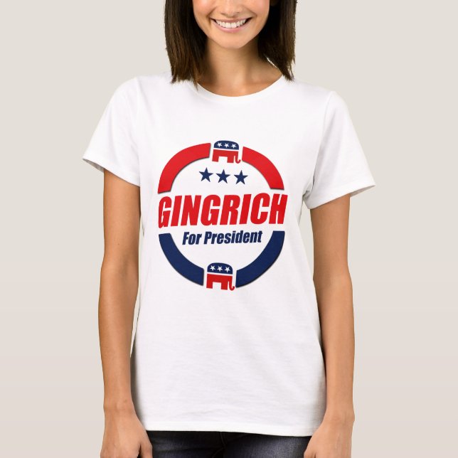 GINGRICH FÖR PRESIDENTEN (republikanen) Tee Shirt (Framsida)