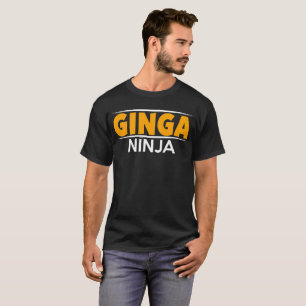 Ginja Ninja rolig ljust rödbrun röd Head T-tröj Tee Shirt