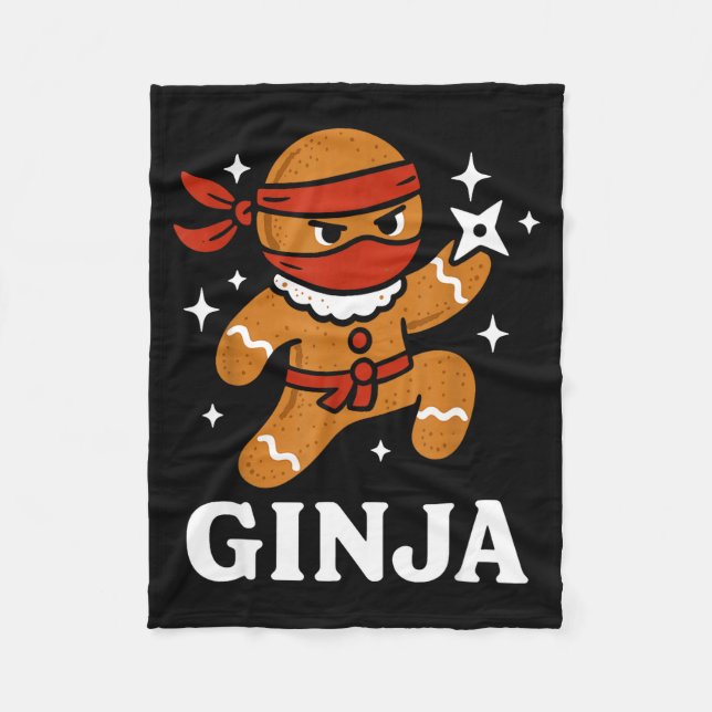 Ginjas Gingerbread Ninja Funny Christmas Cookie Bo Fleecefilt (Framsidan)