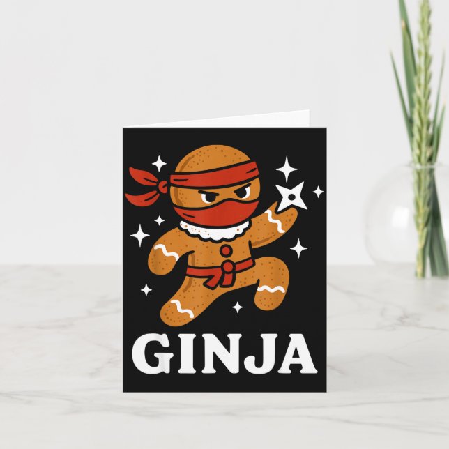 Ginjas Gingerbread Ninja Funny Christmas Cookie Bo Kort (Framsida)