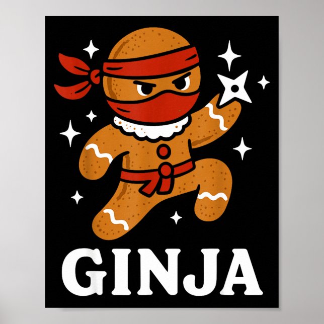 Ginjas Gingerbread Ninja Funny Christmas Cookie Bo Poster (Framsidan)