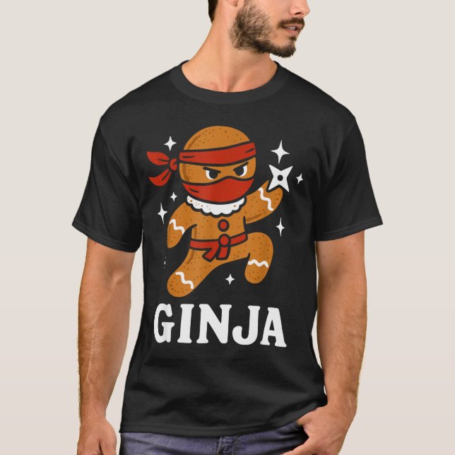Ginjas Gingerbread Ninja Funny Christmas Cookie Bo T Shirt (Framsida)