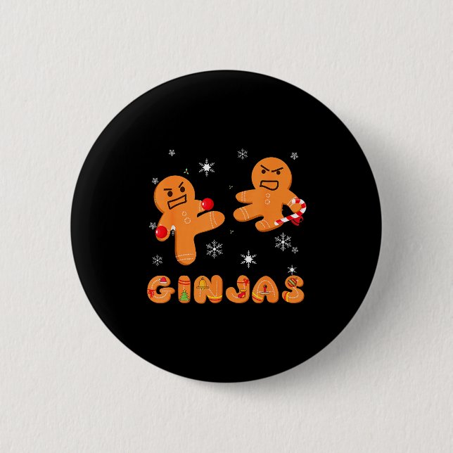 Ginjas Gingerbread Ninjas Funny Ugly Christmas  Knapp (Framsida)