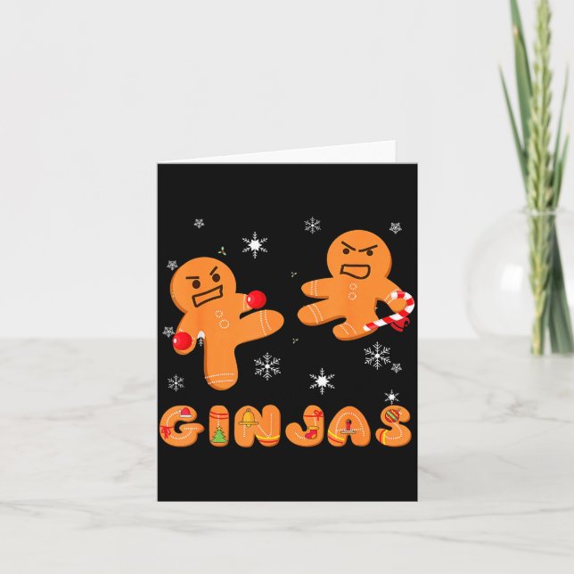 Ginjas Gingerbread Ninjas Funny Ugly Christmas  Kort (Framsida)