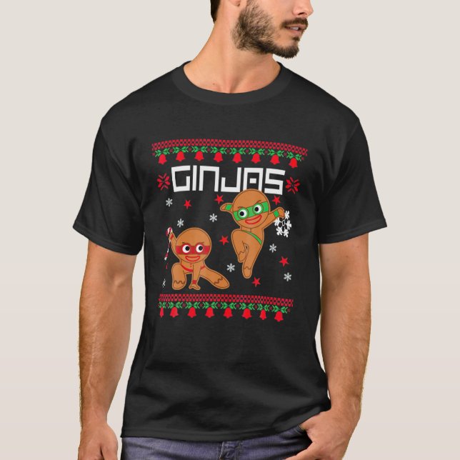 Ginjas Gingerbröd Ninjas Funny Ugly jul T Shirt (Framsida)