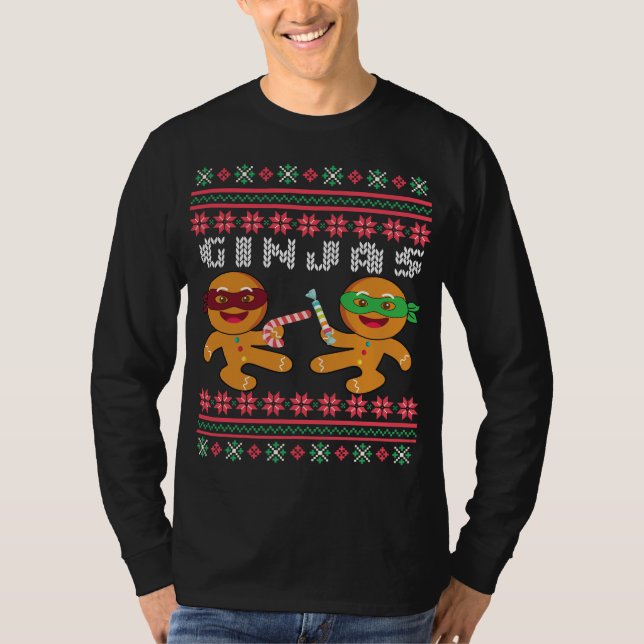 Ginjas Pepparkaksgubbar Ugly jul Sweater T Shirt (Framsida)