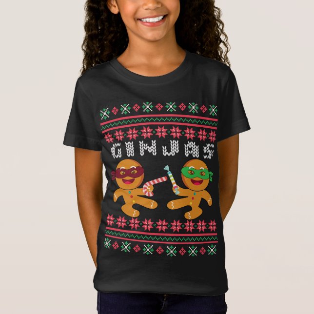 Ginjas Pepparkaksgubbar Ugly jul Sweater T Shirt (Framsida)