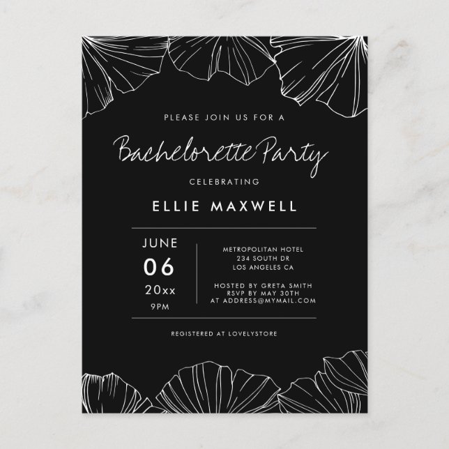 Ginkgo Biloba Bachelorette-partiets inbjudan (Framsida)