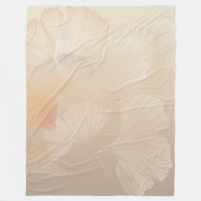 Ginkgo Biloba Botanisk Abstrakt Grafik Konst Rödfä Fleecefilt (Framsidan)