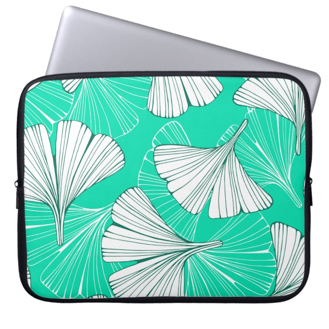 Ginkgo biloba löv, handdragen mönster laptop fodral (Framsidan)