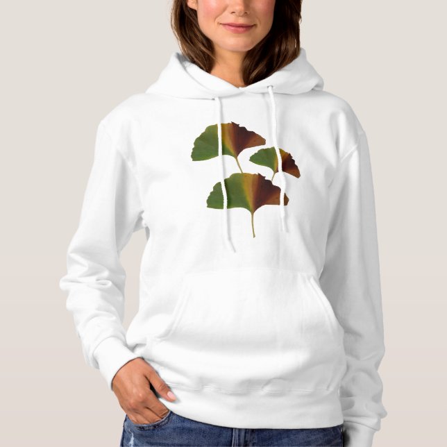 Ginkgo Biloba Löv Hoodie T Shirt (Framsida)
