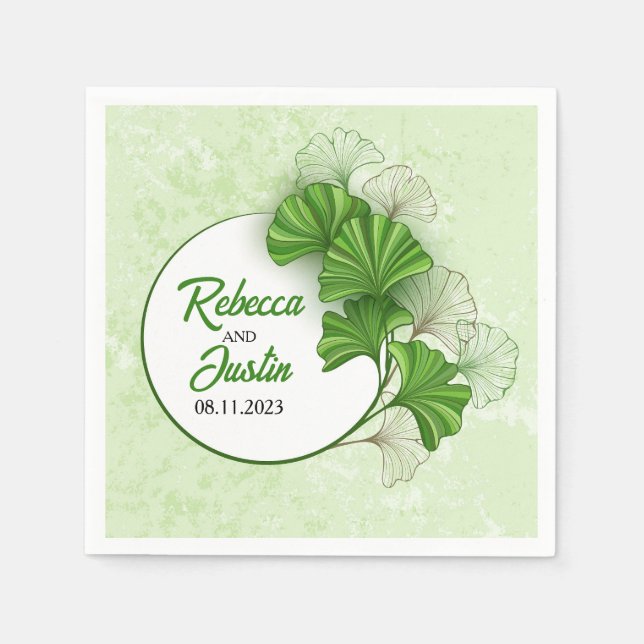 Ginkgo Biloba Modern Boho Pappersservett (Framsidan)