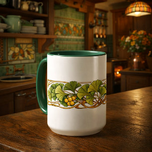 Ginkgo Biloba Retro Art Nouveau Fries Mugg