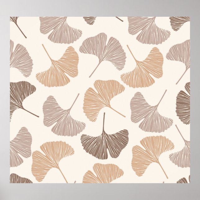 Ginkgo biloba: Torr, sömlös design. Poster (Framsidan)