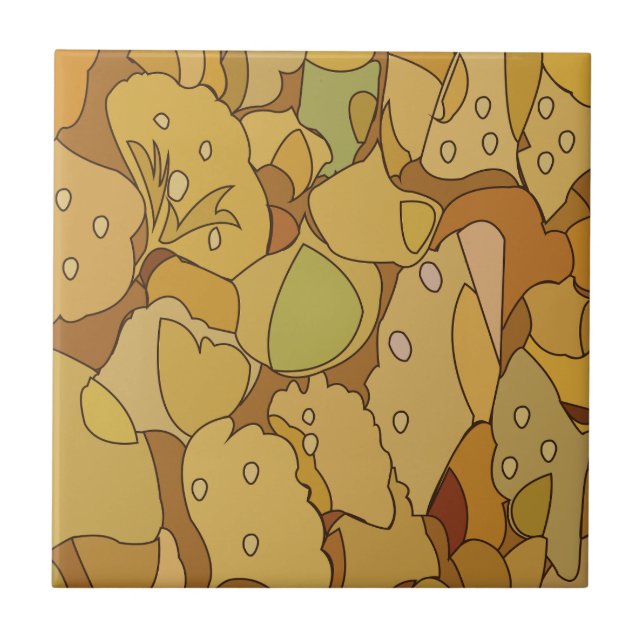 Ginkgo-blad Abstrakt Mönster Kakelplatta (Framsidan)