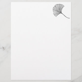 Ginkgo blad linjekonst brevhuvud