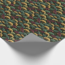 Ginkgo-bladsmönster Teal Burgundy 
