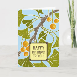Ginkgo Dance Birthday Kort