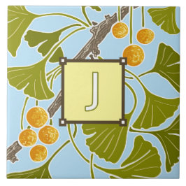 Ginkgo Dance Monogram Brev J Kakelplatta