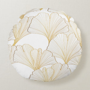 Ginkgo Guld: Luxurious Löv Arrangemang Rund Kudde