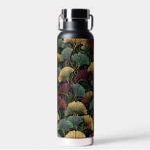 Ginkgo Leaf Pattern Teal Burgundy