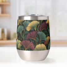 Ginkgo Leaf Pattern Teal Burgundy