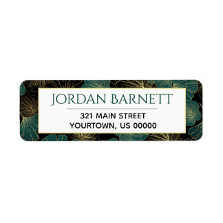 Ginkgo Löv Asian Botanical Löv Label Returadress Etikett
