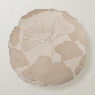 Ginkgo löv Beige Dröm 2 Rund Kudde