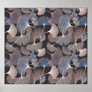 Ginkgo löv: elegant Naturligt mönster. Poster