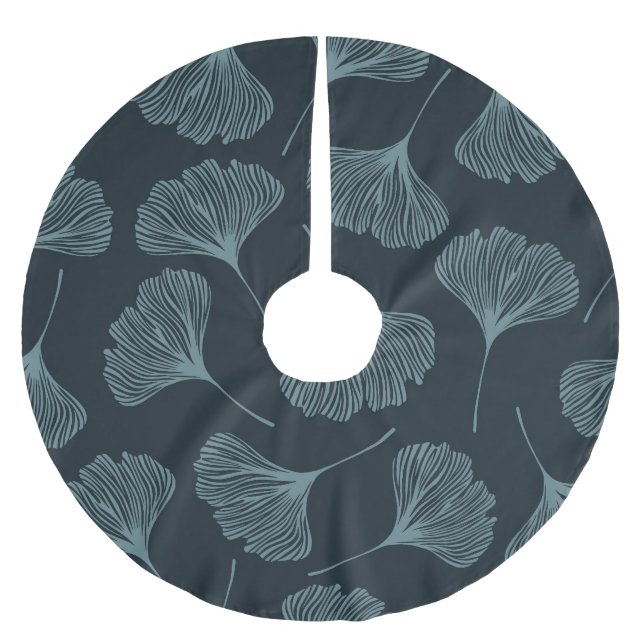 Ginkgo Löv: Elegant Sömlöst Mönster. Julgransmatta Borstad Polyester (Framsidan)
