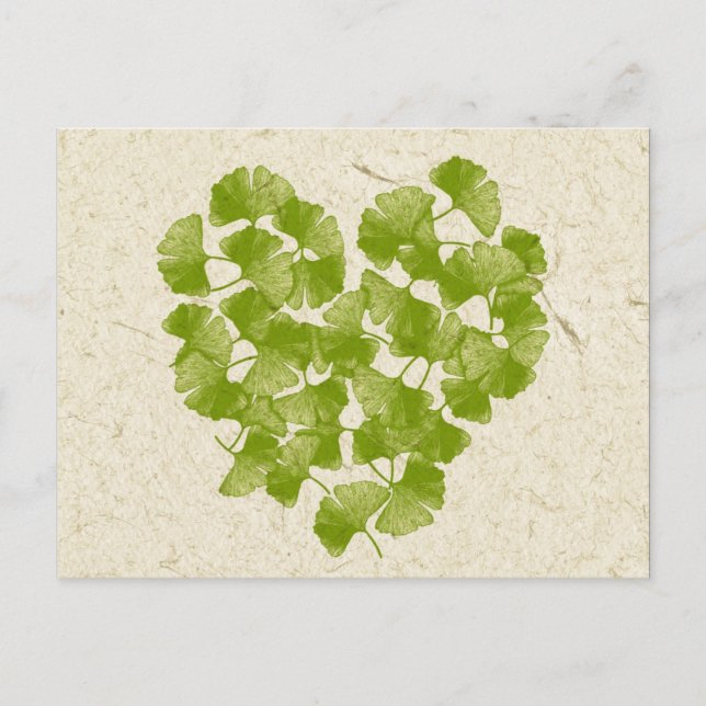 Ginkgo Löv Heart Vykort (Framsida)