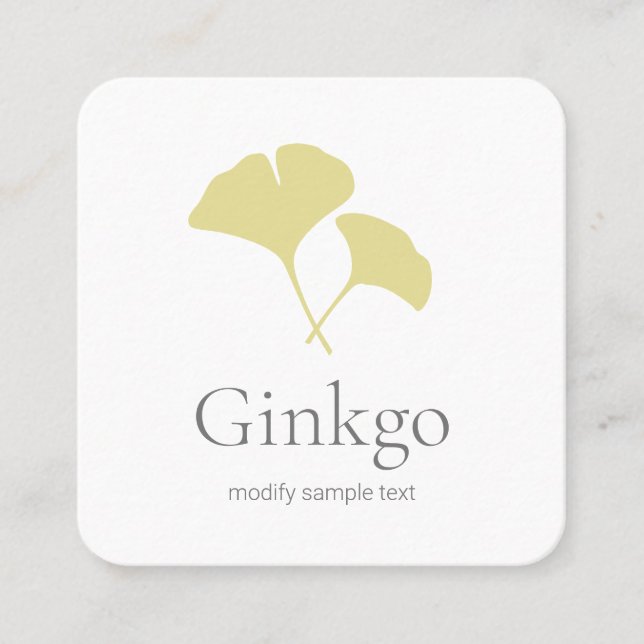 Ginkgo Löv Logotyp Fyrkantigt Visitkort (Framsida)