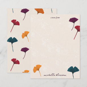 Ginkgo Löv Mönster Watercolor Fall Autumn Färg Anteckningskort