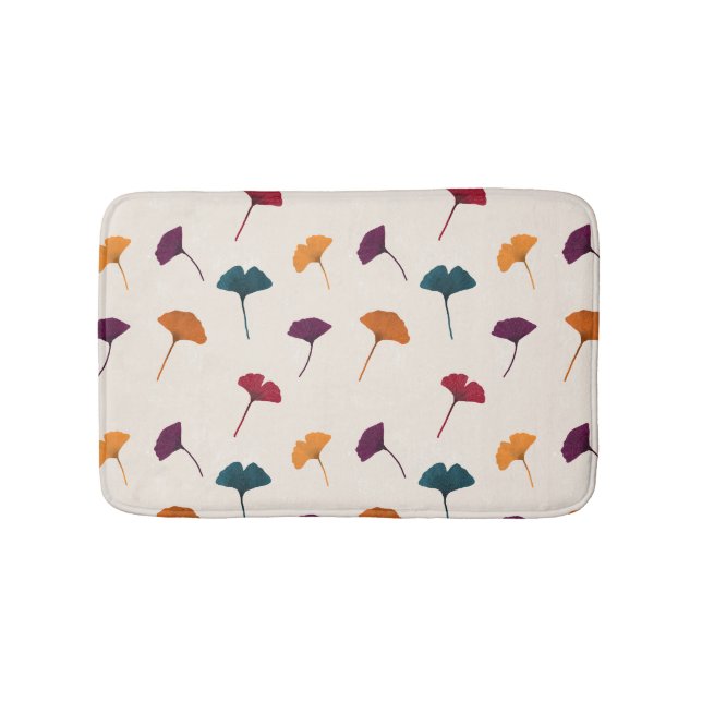 Ginkgo Löv Mönster Watercolor Fall Autumn Färg Badrumsmatta (Framsidan)