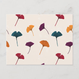 Ginkgo Löv Mönster Watercolor Fall Autumn Färg Helg Vykort