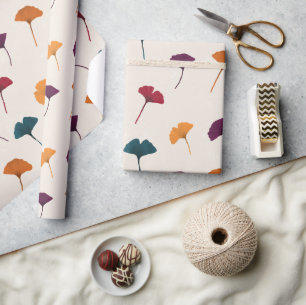 Ginkgo Löv Mönster Watercolor Fall Autumn Färg Presentpapper