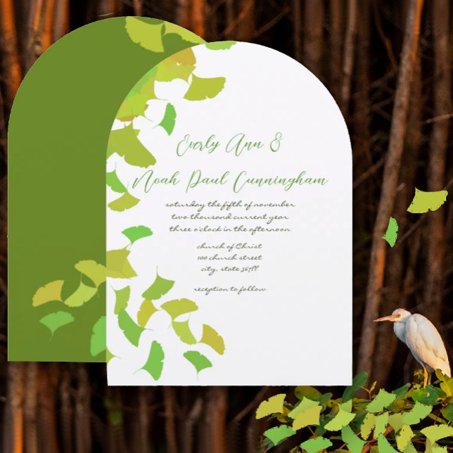 Ginkgo löv på Lime Bröllop Liten 4 x 5 Inbjudningar (Skapare uppladdad)