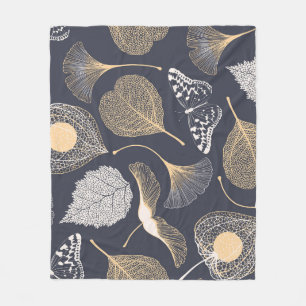 Ginkgo Löv: Sömlös Blommigt Elegance. Fleecefilt