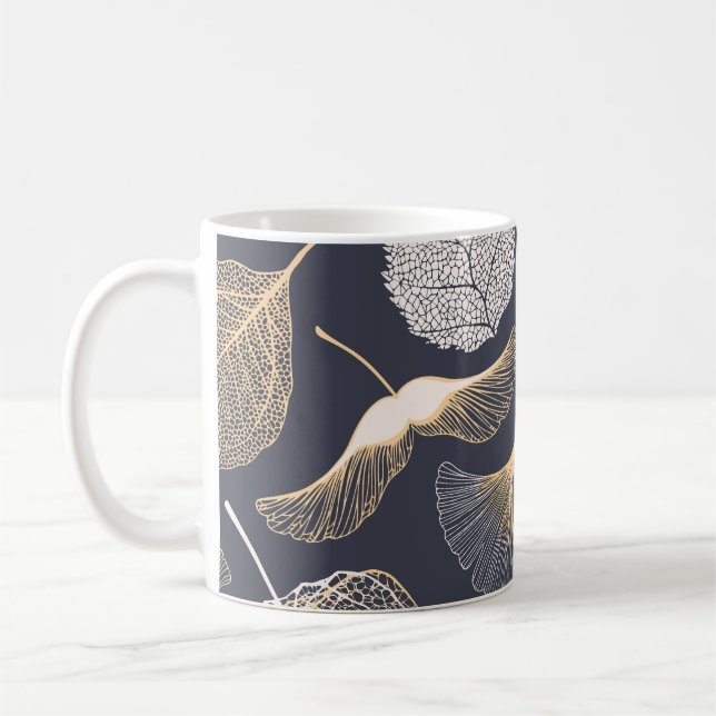Ginkgo Löv: Sömlös Blommigt Elegance. Kaffemugg (Vänster)