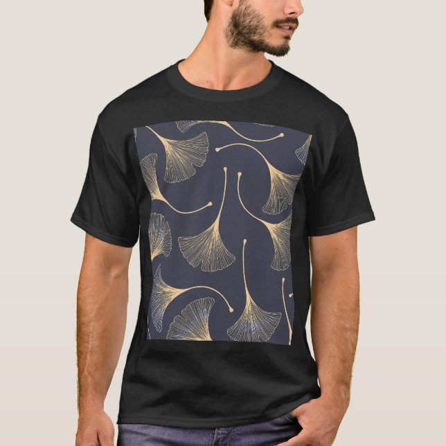Ginkgo Löv Sömlöst Blommönster T Shirt (Framsida)