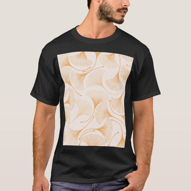 Ginkgo Löv: Sömlöst Blommönster. T Shirt (Framsida)