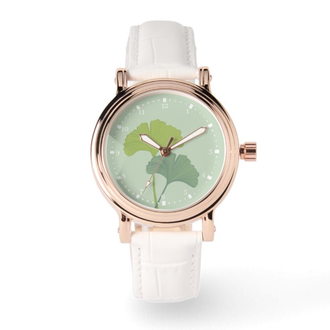 Ginkgo Lövs Anpassade Background Färg Armbandsur (Framsida)
