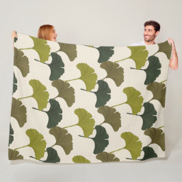 Ginkgo Lövs Anpassade Background Färg Fleecefilt