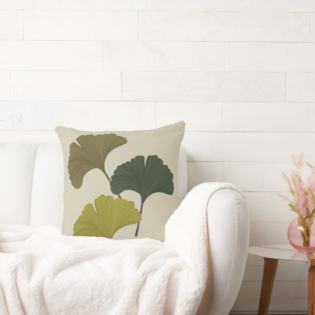 Ginkgo Lövs Anpassade Background Färg Kudde (Soffa)